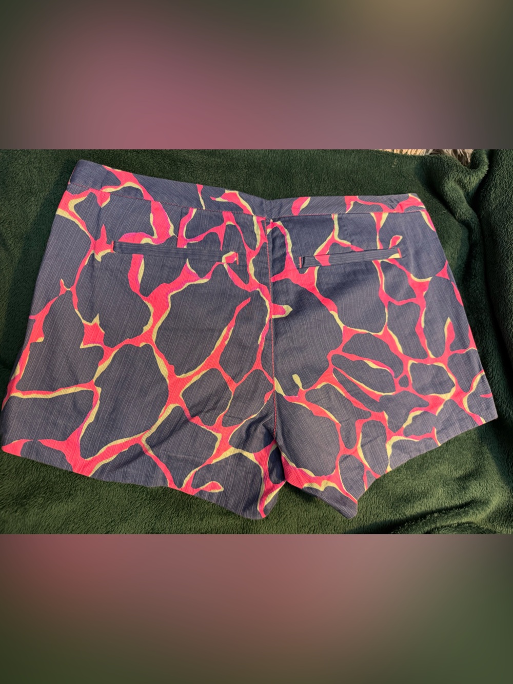 Lilly Pulitzer Navy Shorts with Bright Pink & Lime Sculptural Print - Picture 2 of 4